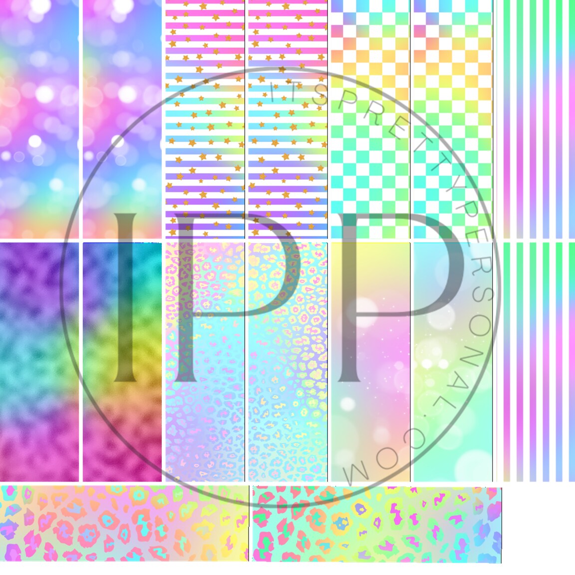 #46 CLEAR Pastel Rainbow Pen Wrap Combo- 1.5in x 4.75in 12x12 Vinyl Sheet