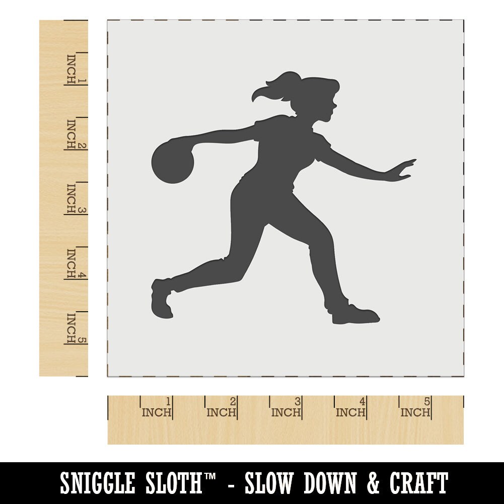 Woman Bowler Bowling Ball Side View Wall Cookie DIY Craft Reusable Stencil