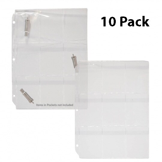 9-Pocket Clear Vinyl Binder Pages - Crafting Blades - Top Load with Flaps