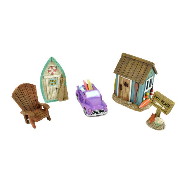 Touch of Nature Miniature Beach Fairy Garden Kit, 5pc