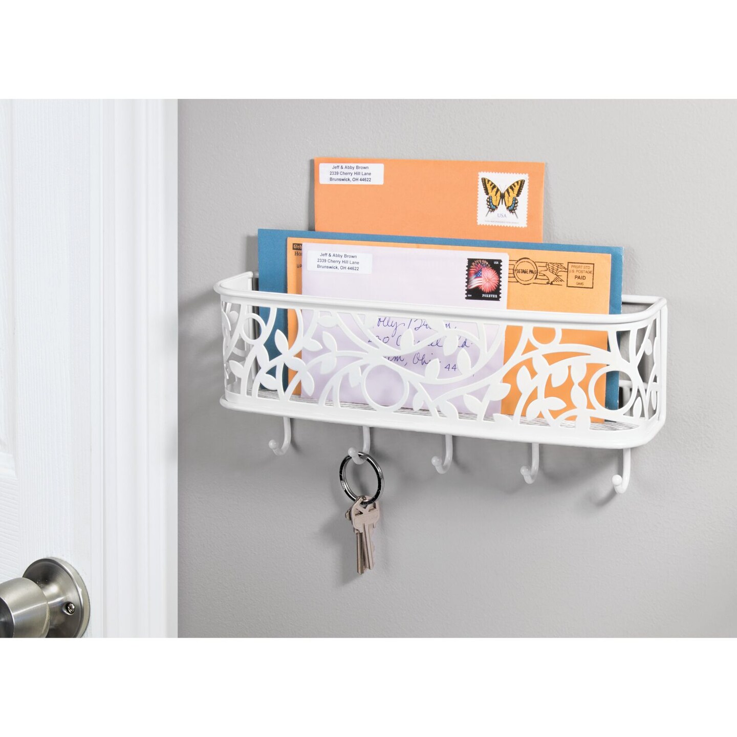 mDesign Metal Wall Mount Entryway Storage, Mail Sorter Basket
