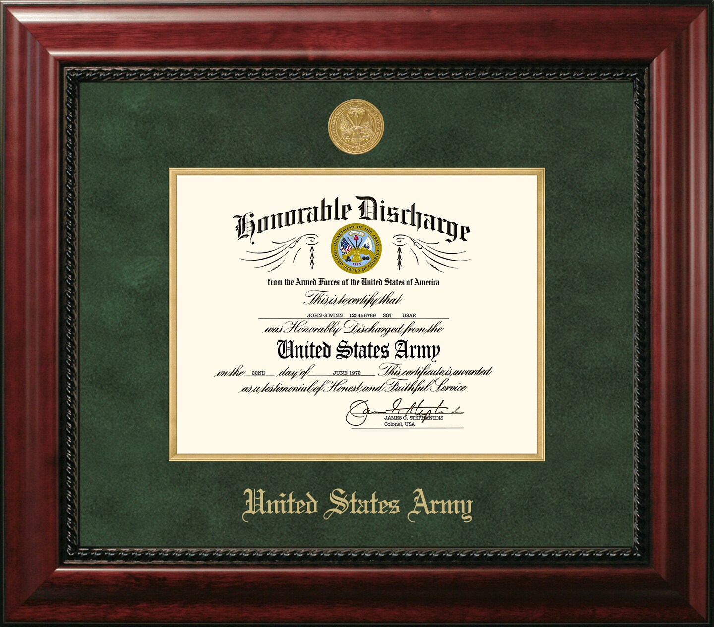 Patriot Frames Army 8.5x11 Discharge Executive Frame with Gold Medallion and Gold Fillet