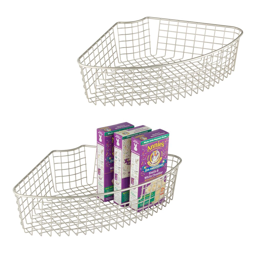 mDesign Kitchen Cabinet Lazy Susan Storage Basket, 1/4 Wedge