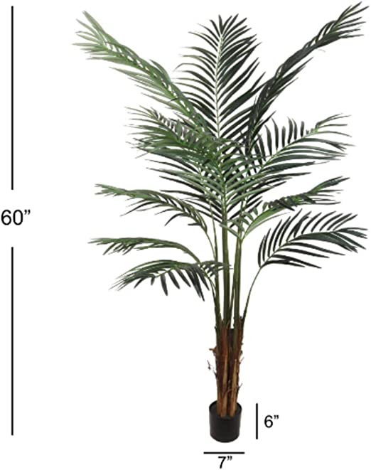 5ft Artificial Areca Palm Tree - 12 Silk Fronds, Black Pot, Set of 2 Indoor Decor, Perfect for Homes, Offices, and Patios - Year-Round Tropical Accent, Floral Home by Artificial Flowers