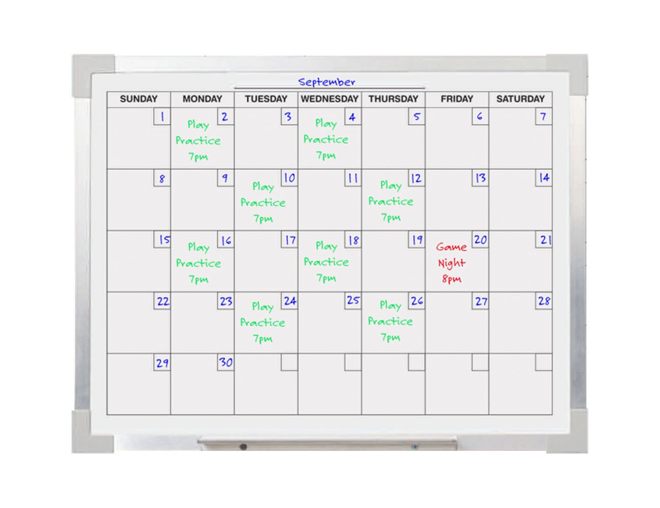 24 x 36 Aluminum Framed Calendar Magnetic White Dry Erase Board