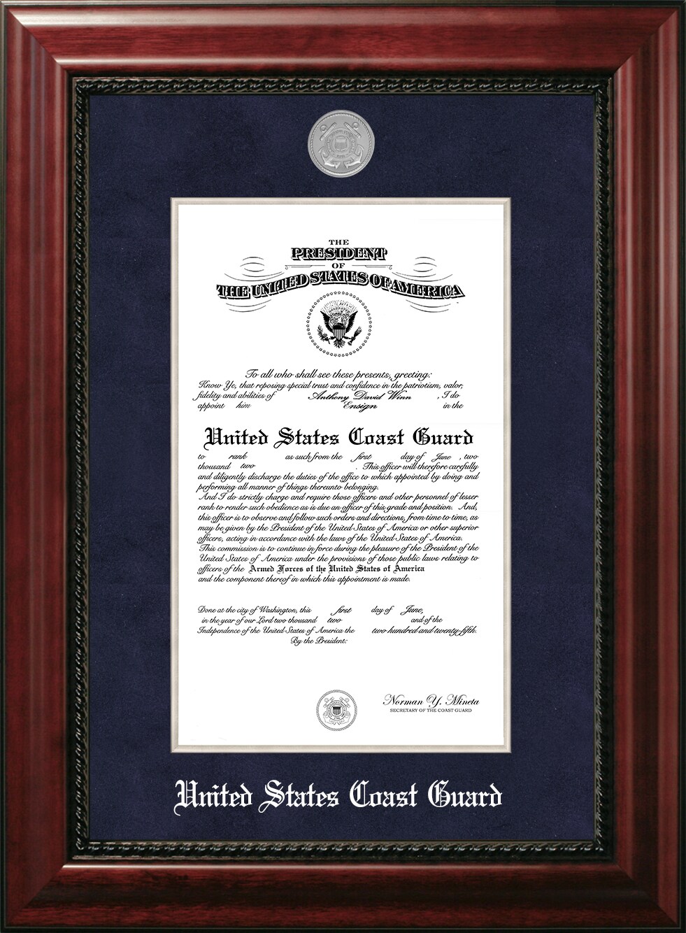 Patriot Frames Coast Guard 10x14 Certificate Executive Frame with Silver Medallion