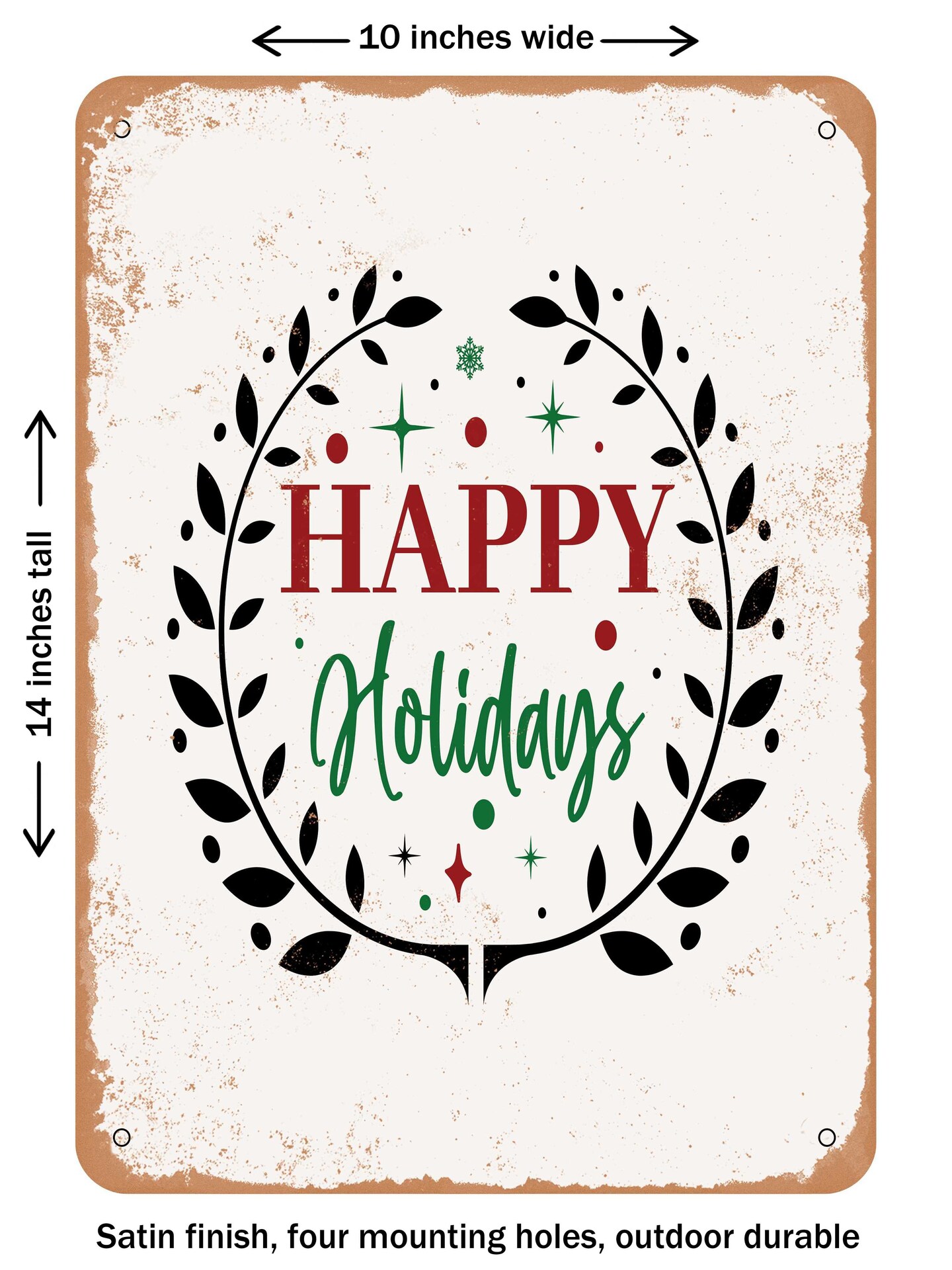 DECORATIVE METAL SIGN - Happy Holidays - 2  - Vintage Rusty Look