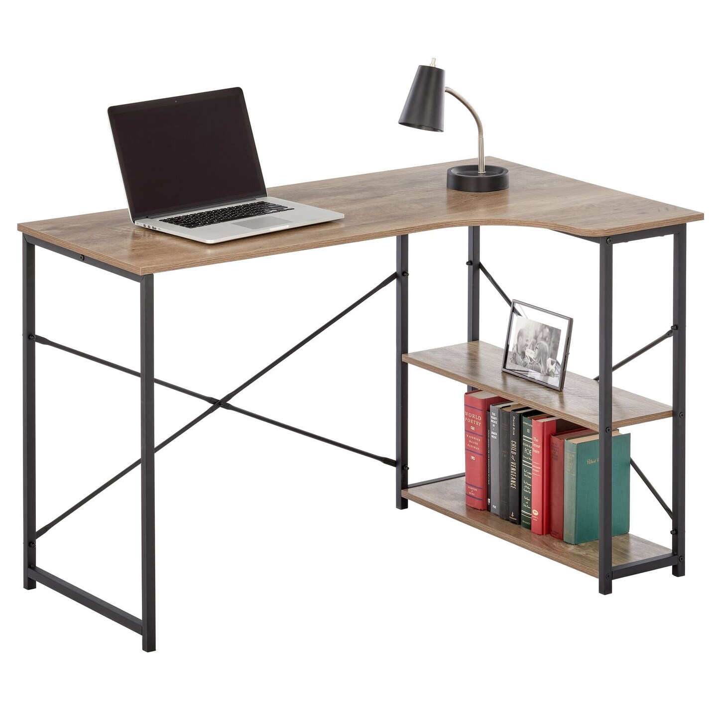 mDesign L-Shape Home Office Corner Desk with Shelves