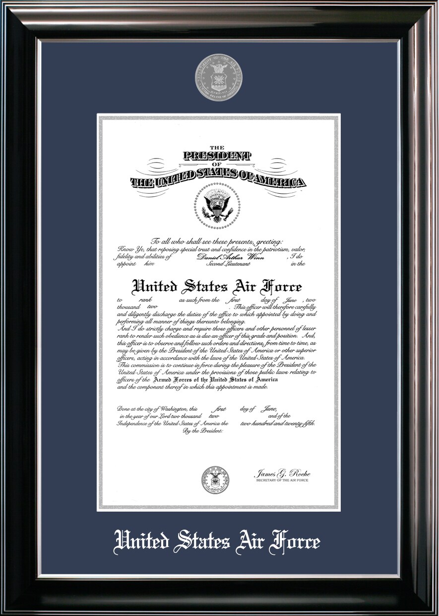 Patriot Frames Air Force 10x14 Certificate Classic Black Frame with Silver Medallion