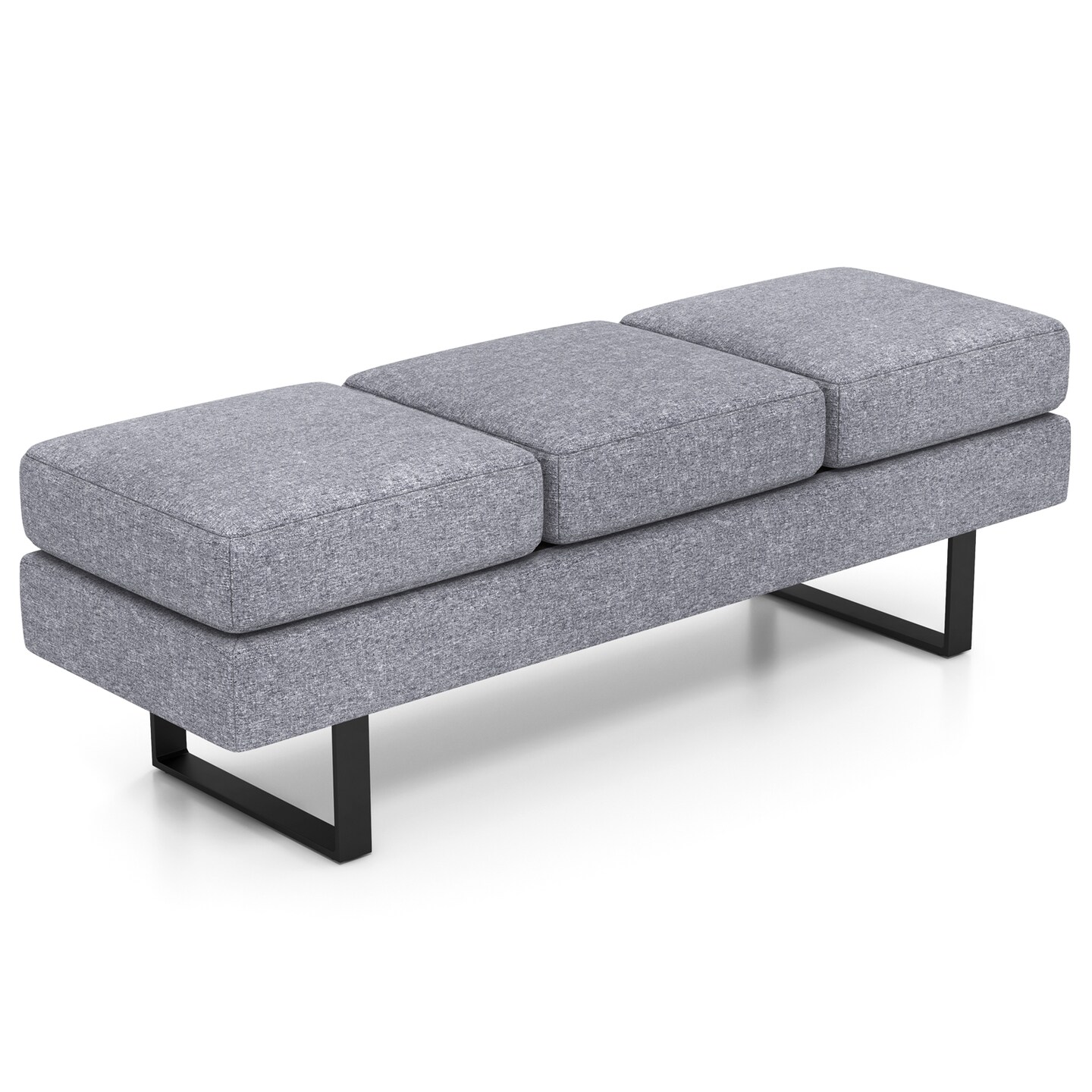 Waiting Room Bench Seating Long Bench With Metal Frame Leg-gray