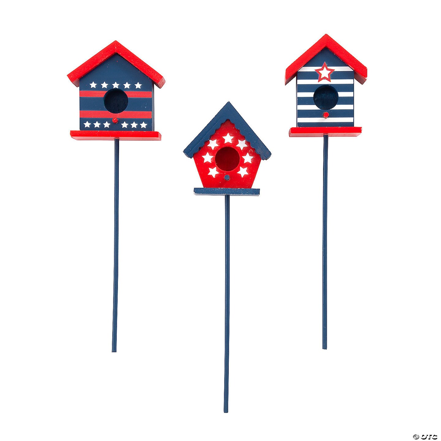 Patriotic Birdhouse Planter Sticks - 3 Pc.