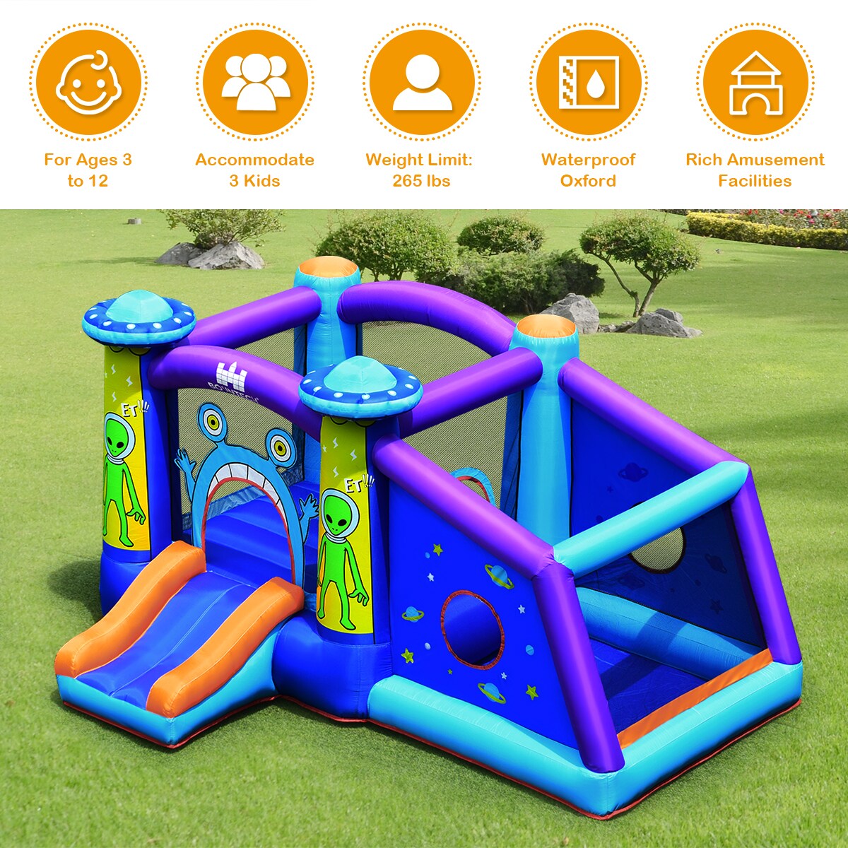 Castle Jumping Bouncer With Water Slide And 550w Blower