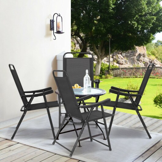 Set Of 4 Folding Sling Chairs With Armrest
