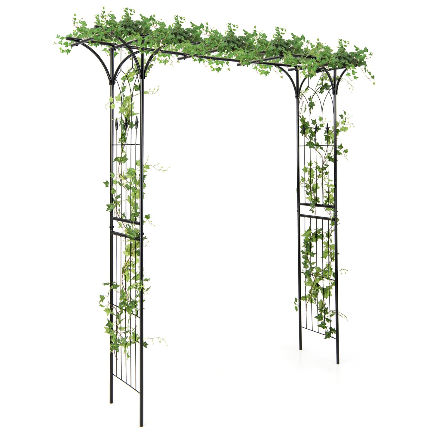 Outdoor Metal Garden Arbor Trellis Arch for Wedding Backyard Black