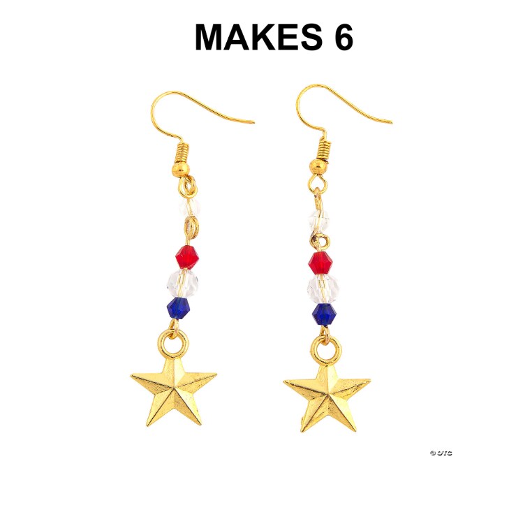 Patriotic Gold Star Earrings Craft Kit - Makes 6
