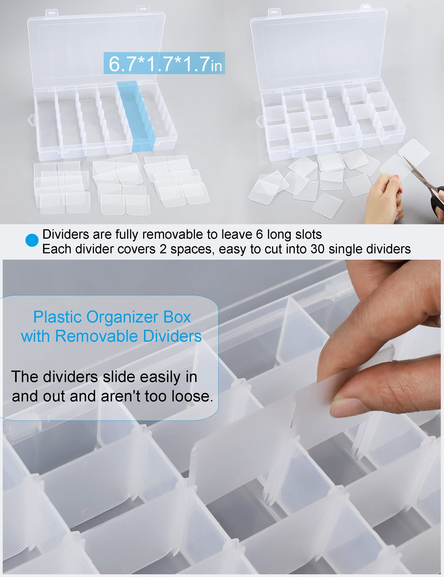 Hlotmeky Bead Organizer 36 Grids 4 Pack Clear Plastic Parts Organizer Box 3600 Tackle Box Craft Storage Compartment Divided Container