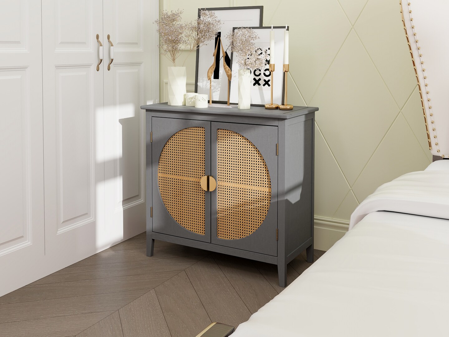 Vintage Rattan 2-Door Cabinet | Elevate Your Space