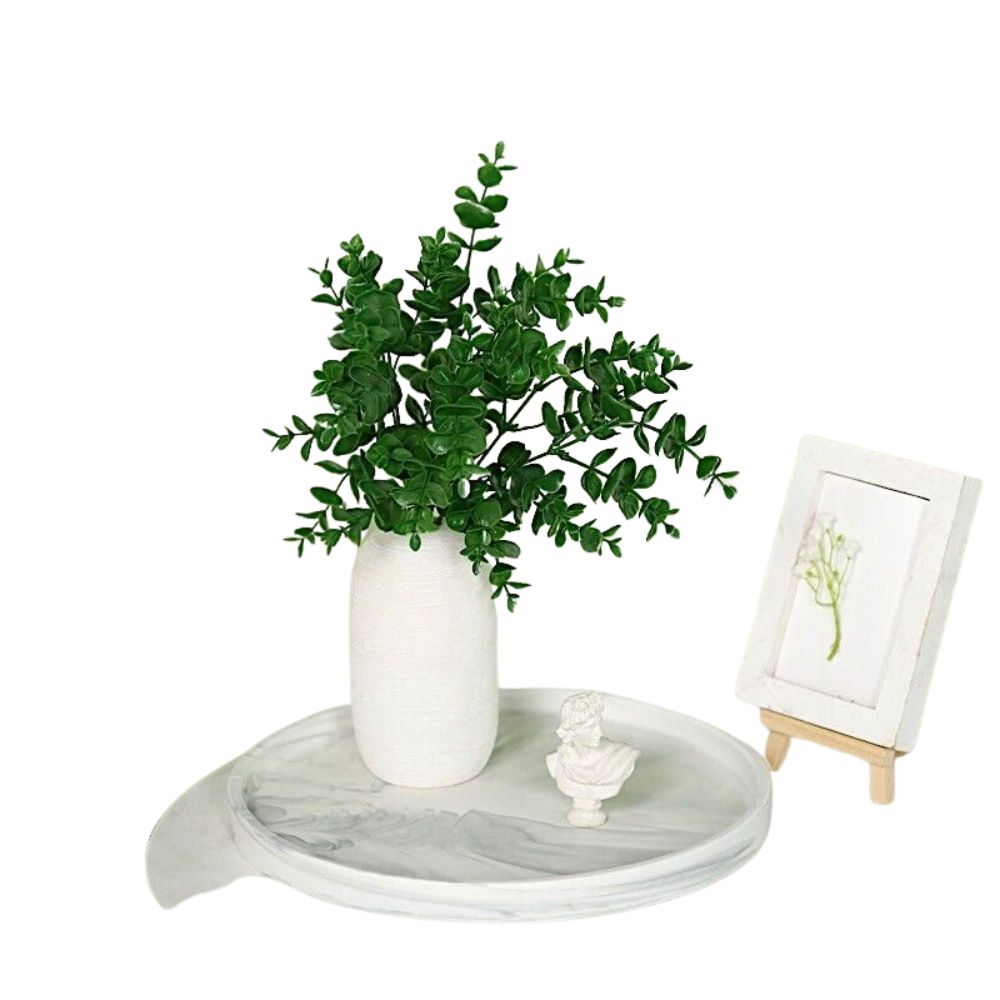 Dark Green Faux Eucalyptus Stems: Set of 3, 13-Inch Artificial Greenery Bushes