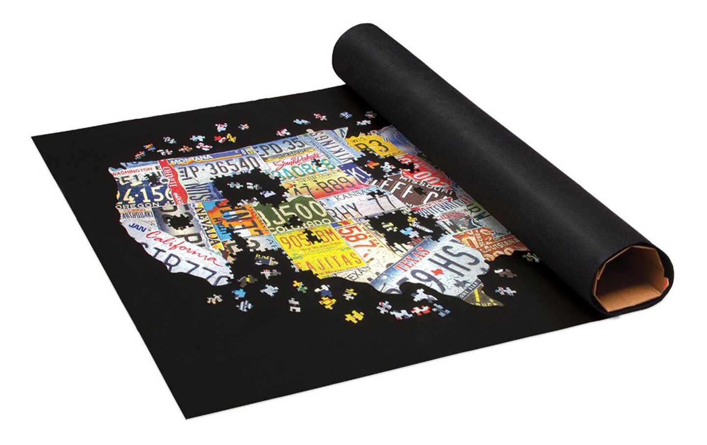 TDC Games Roll Up Jigsaw Puzzle Felt Mat &#x26; Folding Cardboard Tube