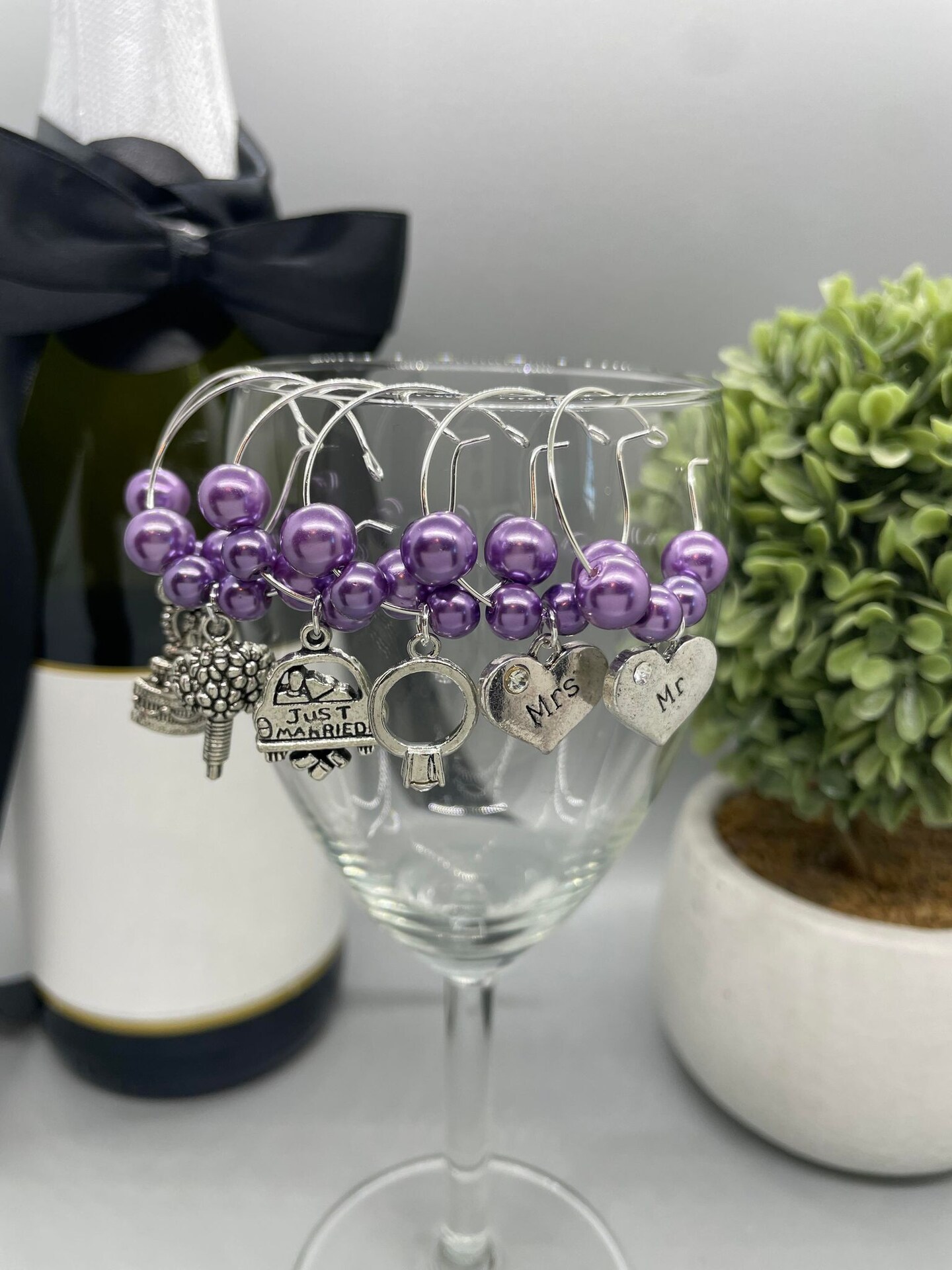 Set of 6, Wedding Decor, Bridal Party, Table Decor, Wine Glass Charms, Glass  Stem Markers, Just Married, Bridal Party Gifts, lavender theme | MakerPlace  by Michaels