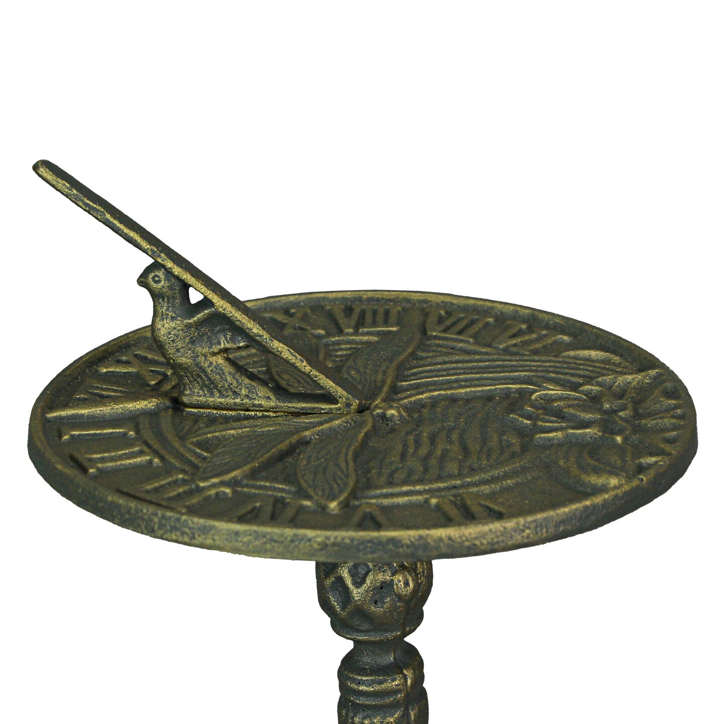 21-Inch Cast Iron Dragonfly Sundial Home Garden Decor