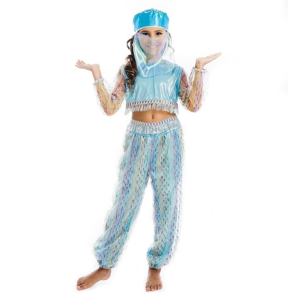 5 Oreet Magical Harem Jasmine Princess Dress M 6 9 Girls Blue Carnival Costume
