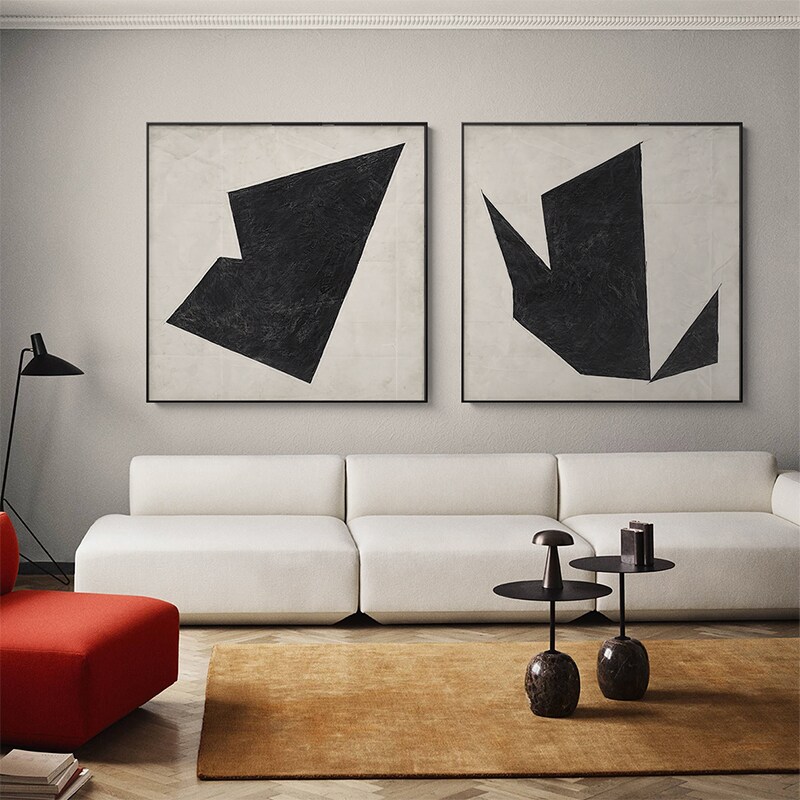 Original Grey and Black Oil Painting on Canvas, offers Extra Large Geometric Canvas Wall Art, Abstract Minimalist Acrylic Painting, Room Wall Decor