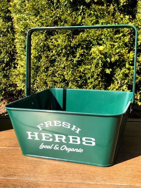 Local &#x26; Organic HERBS Square Metal Planter