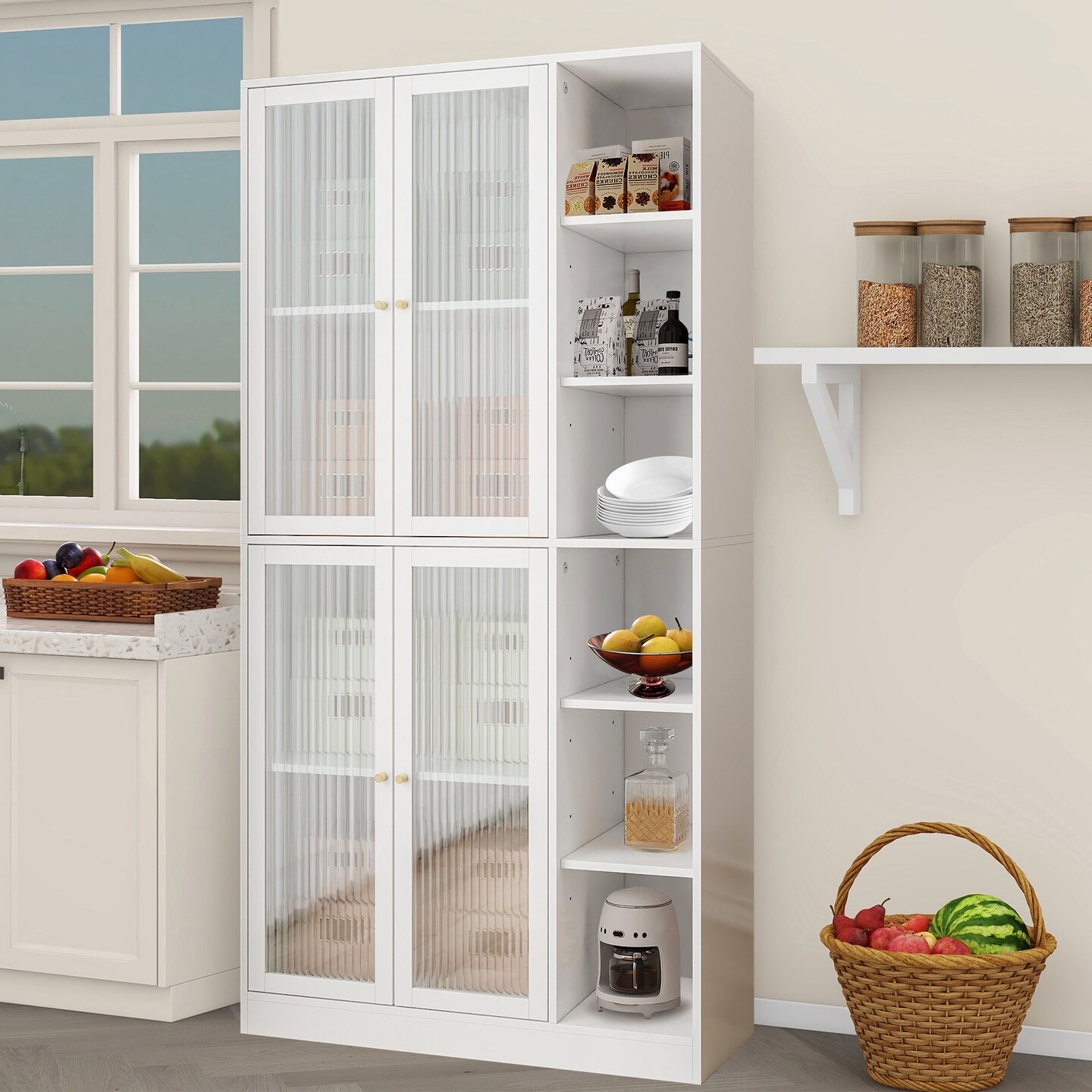 White Kitchen Storage Cabinet - 126.5 | Stylish Storage Solution