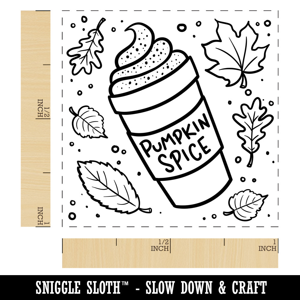 Pumpkin Spice Latte Coffee Autumn Leaves Self-inking Rubber Stamp Ink 