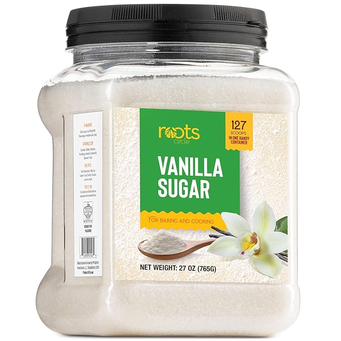 Roots Circle&#xAE; - Vanilla Sugar for Baking | For Chefs, Home Cooking, Coffee, Cocktails, Cakes, Cr&#xE8;me Brulee &#x26; Dessert Making | Ice Cream &#x26; Shakes | Kosher for Passover| 1 Pack 26.88Oz