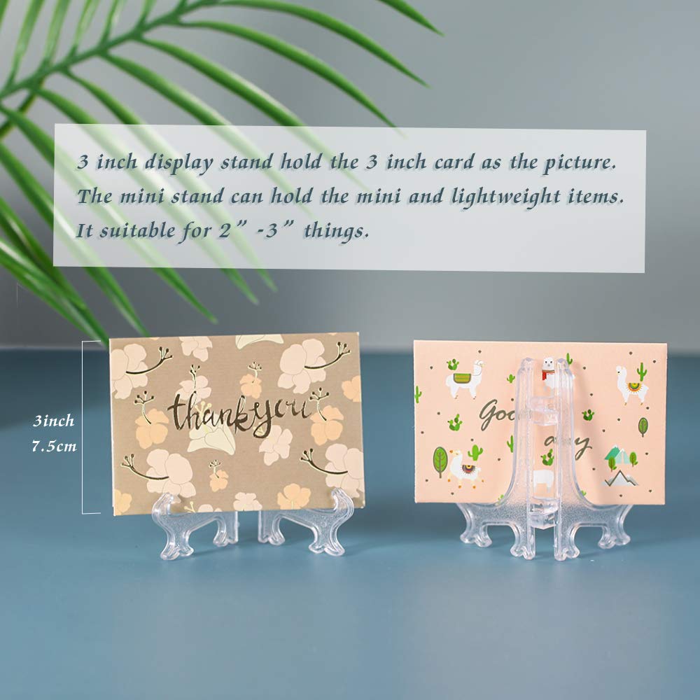 12 Pieces 3 Inch Clear Plastic Easels or Stand/Plate Holders to Display Pictures or Other Items at Weddings, Home Decoration, Birthdays, Tables