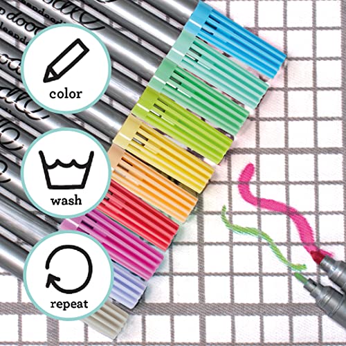 10 Pieces Original Doodle Wash-Out Fabric Marker Set Double-Ended Felt Tip Markers: Pastel Colors