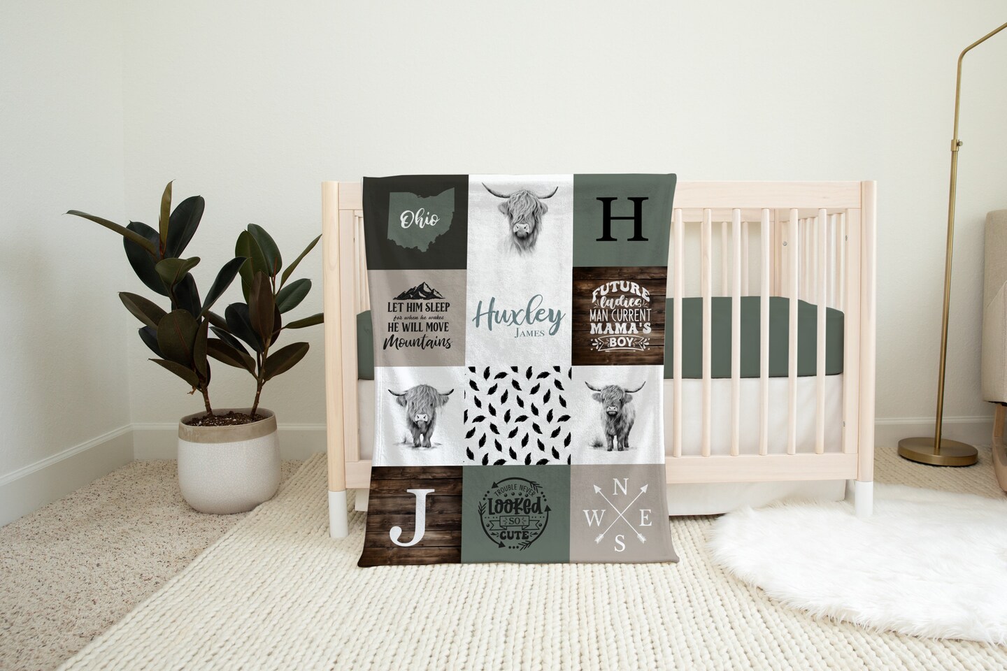 Boho Blanket, Little Boy Blanket, Gift For Baby Boy  Mountain Decor & Woodland Decor for the Baby Boy or Baby Girl Boho Nursery main image 0