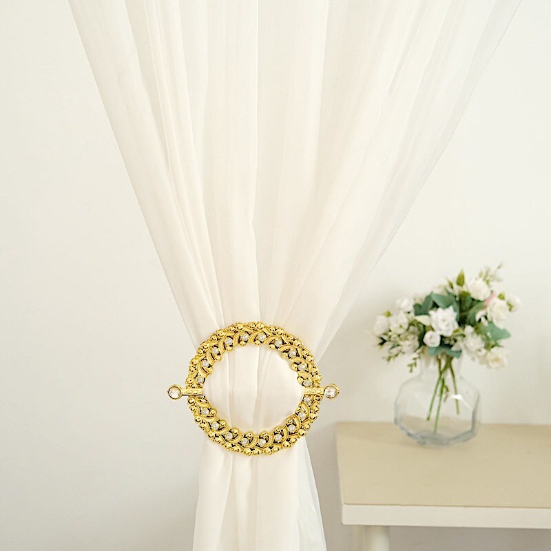 Set of 2 Round 7-inch Acrylic Crystal Curtain Tie Backs for Events