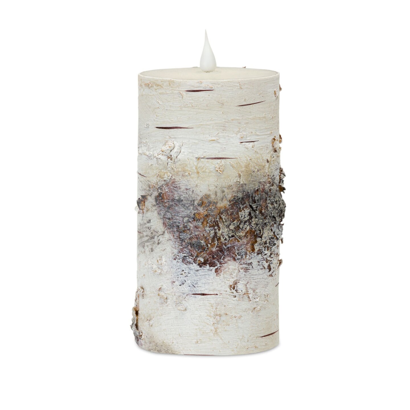 Melrose LED Flameless Birch Candle with Timer - 7&#x22; - White and Brown