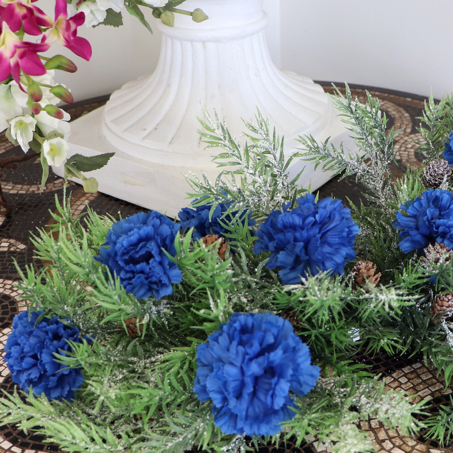 100-Pack: Royal Blue Carnation Picks, 5&#x22; Stems, 3.5&#x22; Wide by Floral Home&#xAE;, Floral Home by Artificial Flowers