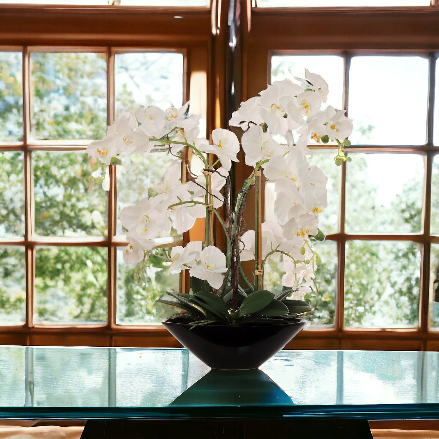 23-Inch Phalaenopsis Orchid Arrangement - Elegant Silk Floral Accent for Home &#x26; Office Decor, Floral Home by Artificial Flowers