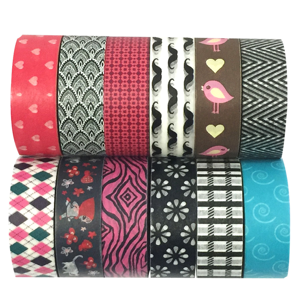 Wrapables Washi Tapes Decorative Masking Tapes, Set of 12, ADSET10