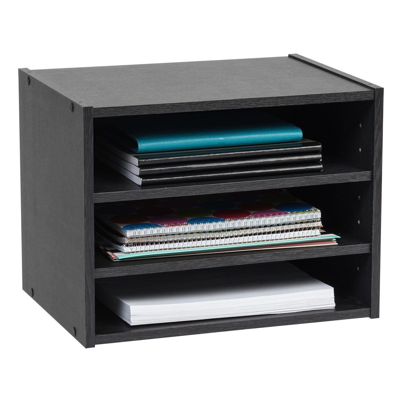 IRIS USA TACHI Modular Wood Stacking Storage Box with Shelf