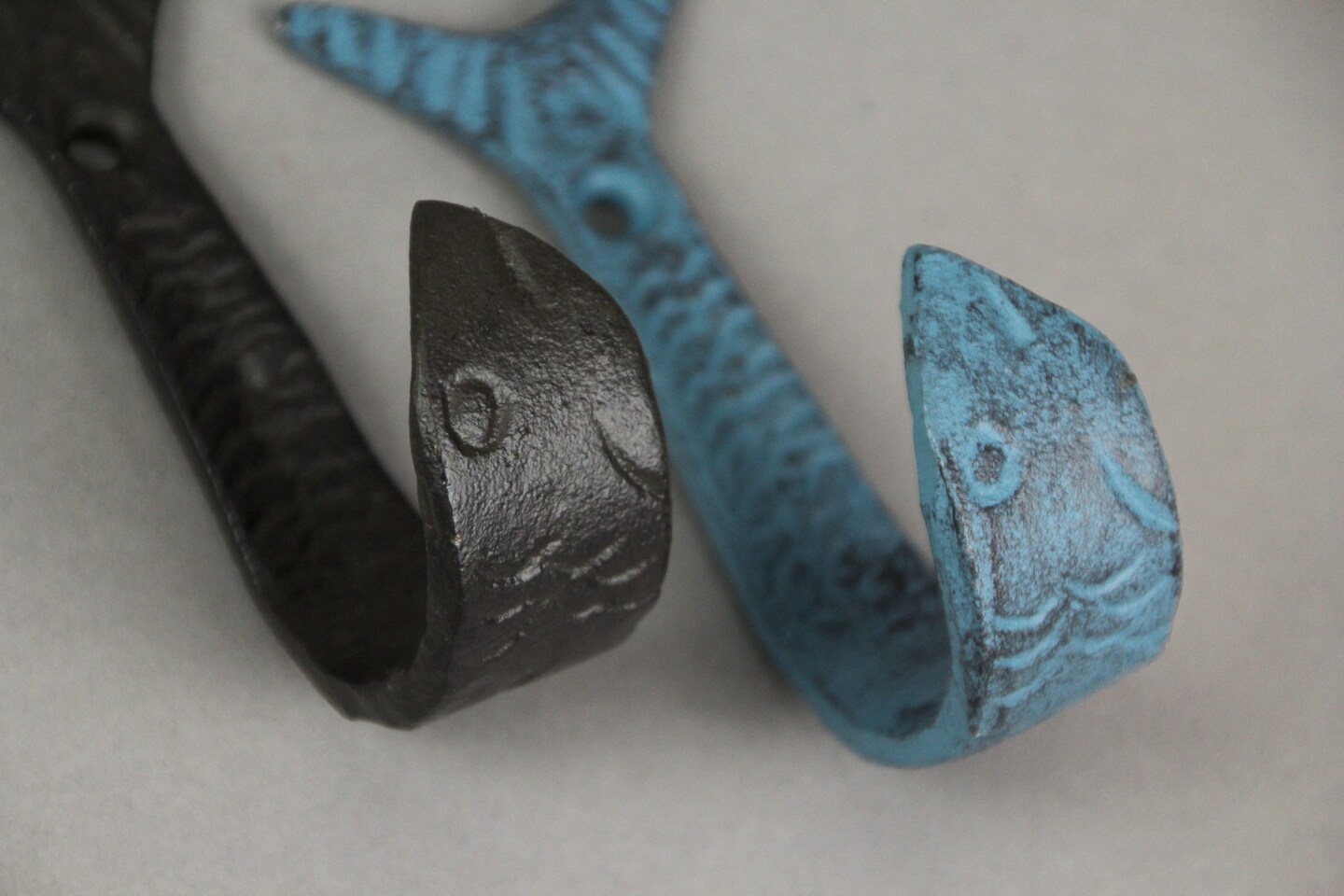 Set of 4 Cast Iron Flipping Fish Decorative Wall Hooks