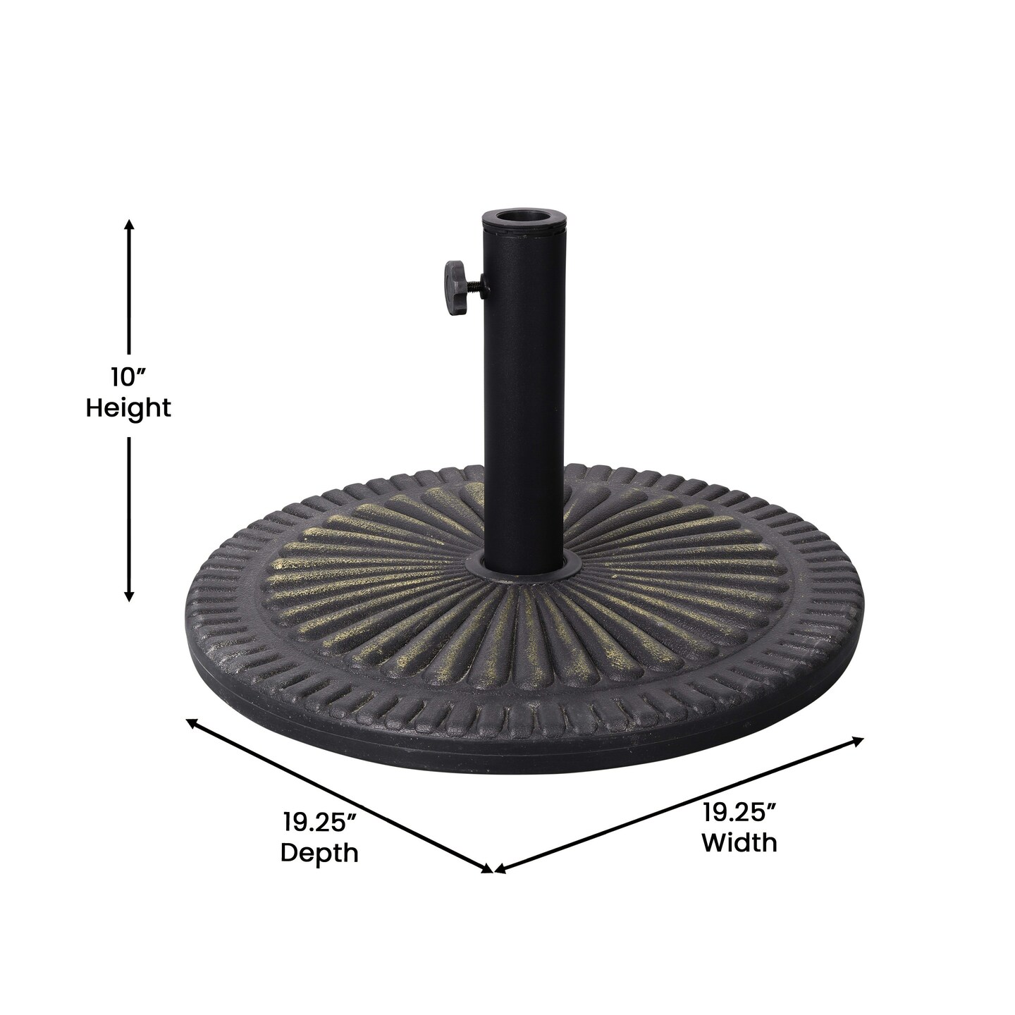 Emma and Oliver Keegan 19.25&#x22; Diameter Universal Sunburst Pattern Cement Patio Umbrella Base with Weatherproof Plastic Polymer Coating