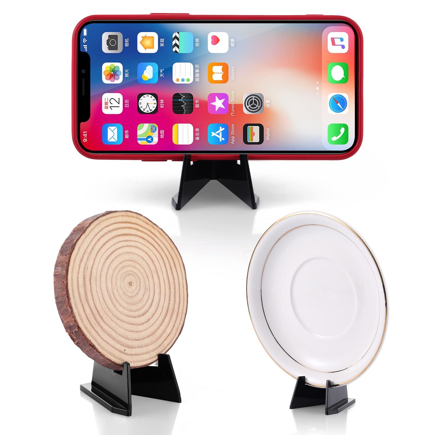 12 Pieces Easel Stands Mini Coin Display Stand 2.17 x 1.65 Inch Easel Holder Card Stand for Display Black Display Stand for Collectibles Plastic Plate Display Holder for Medal Watches Picture