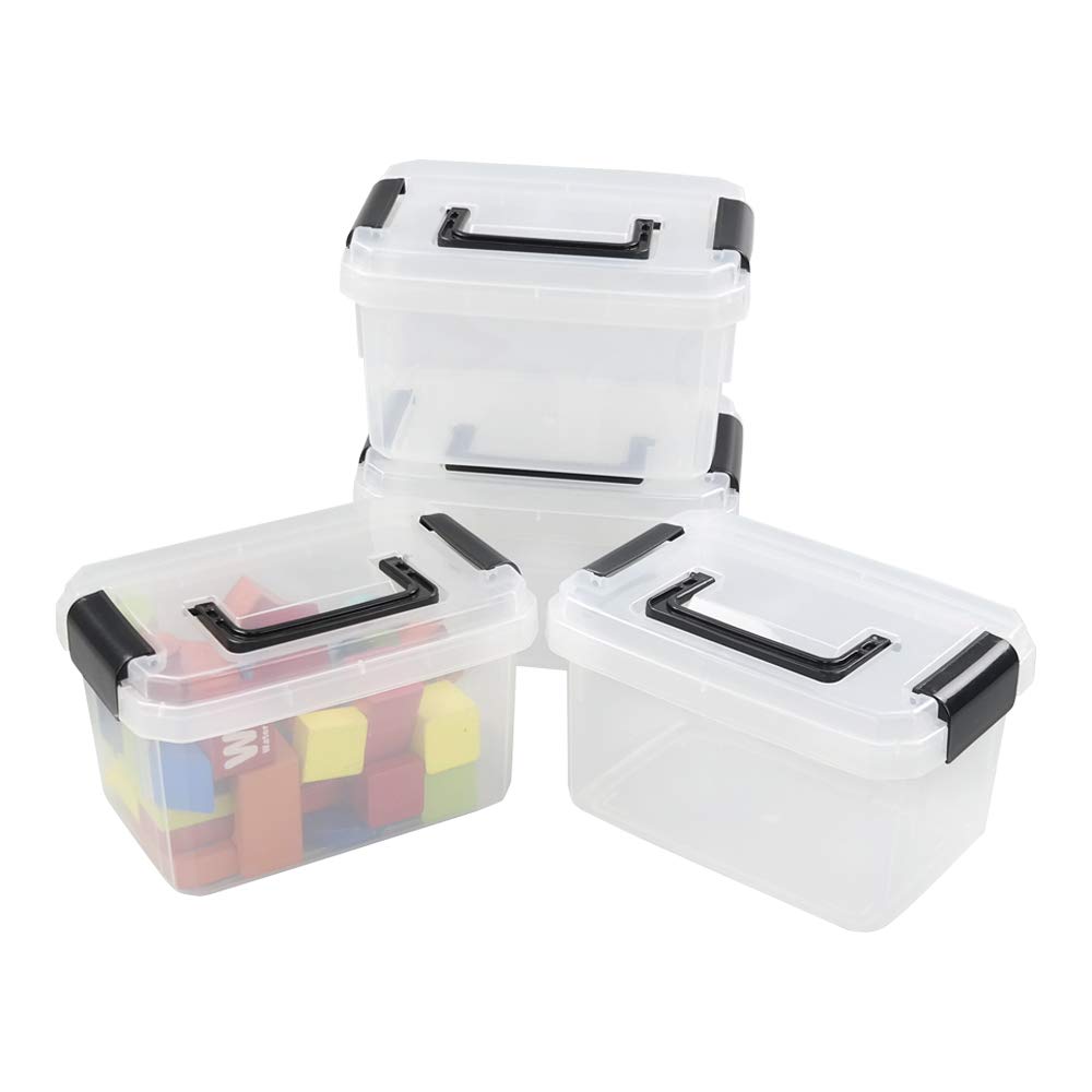 4 Pieces 2 L Clear Mini Plastic Storage Box, Tiny Clear Storage Bin