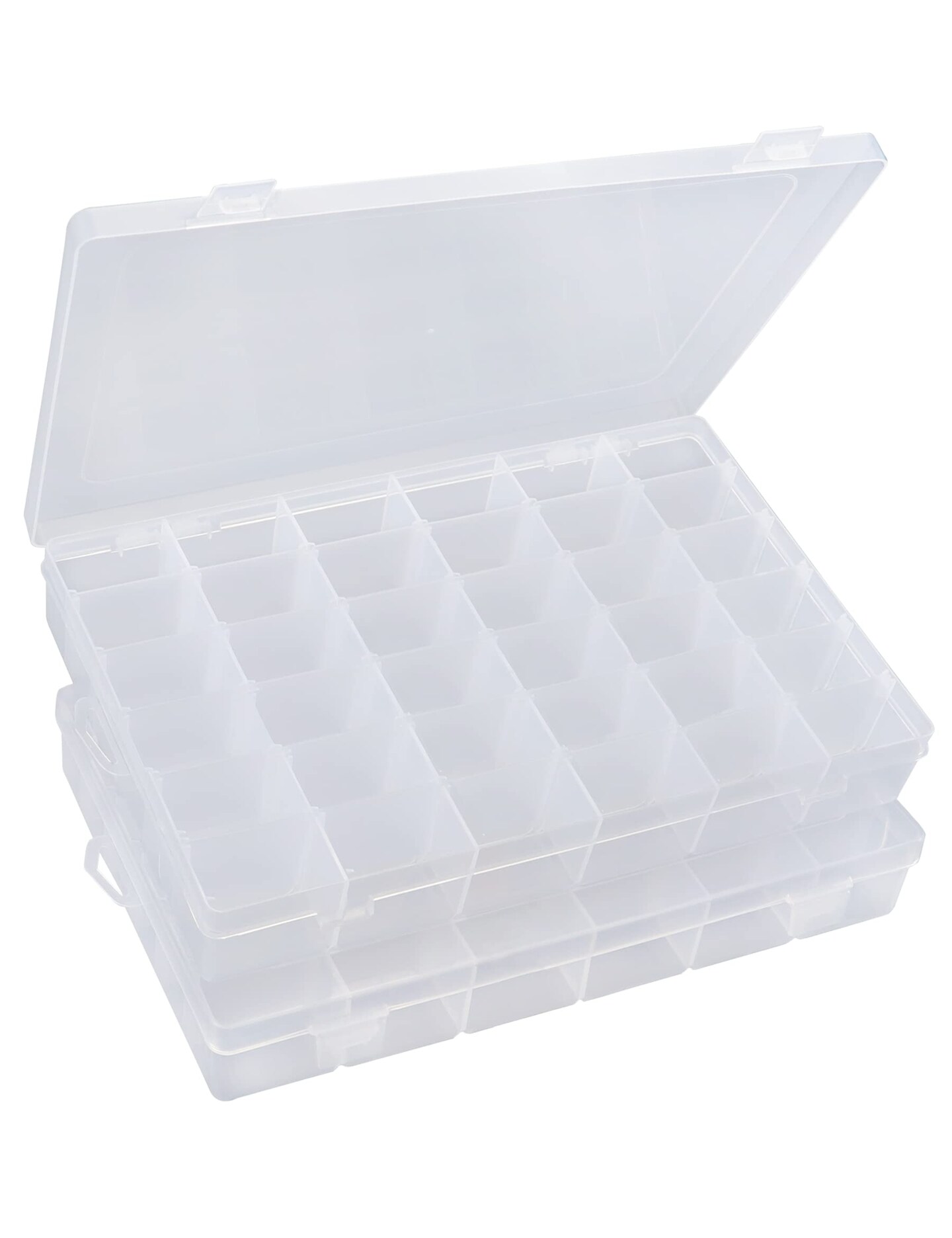 2 Pieces Bead Organizer 3600 Tackle Box Organizer Clear Organizer Box 36 Grids Plastic Craft Organizer Jewelry Sewing Storage Box with Dividers