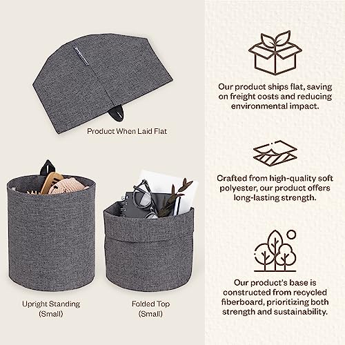 Soft Hang Around Hanging Storage Basket Small | Hanging Wall Basket for Organizing Everyday Necessities | Collapsible Wall Hanging Storage Basket for Closets | 6.7&#x2033;x6.7&#x2033; | Small | Grey