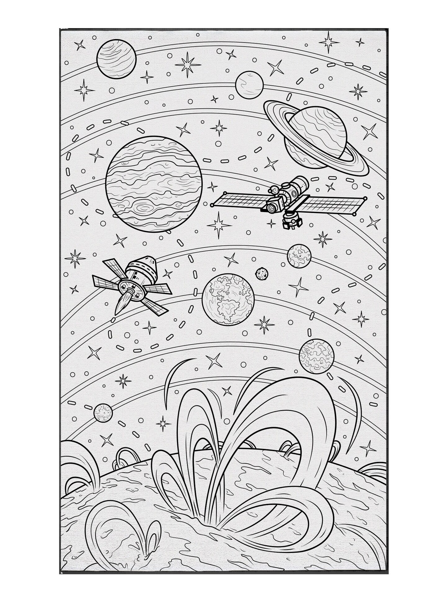 Space Art Kid Coloring Poster Rug Washable Marker Placemat Science Gift Astronaut Playroom Preschool Kindergarten Tween Kid Birthday Gift