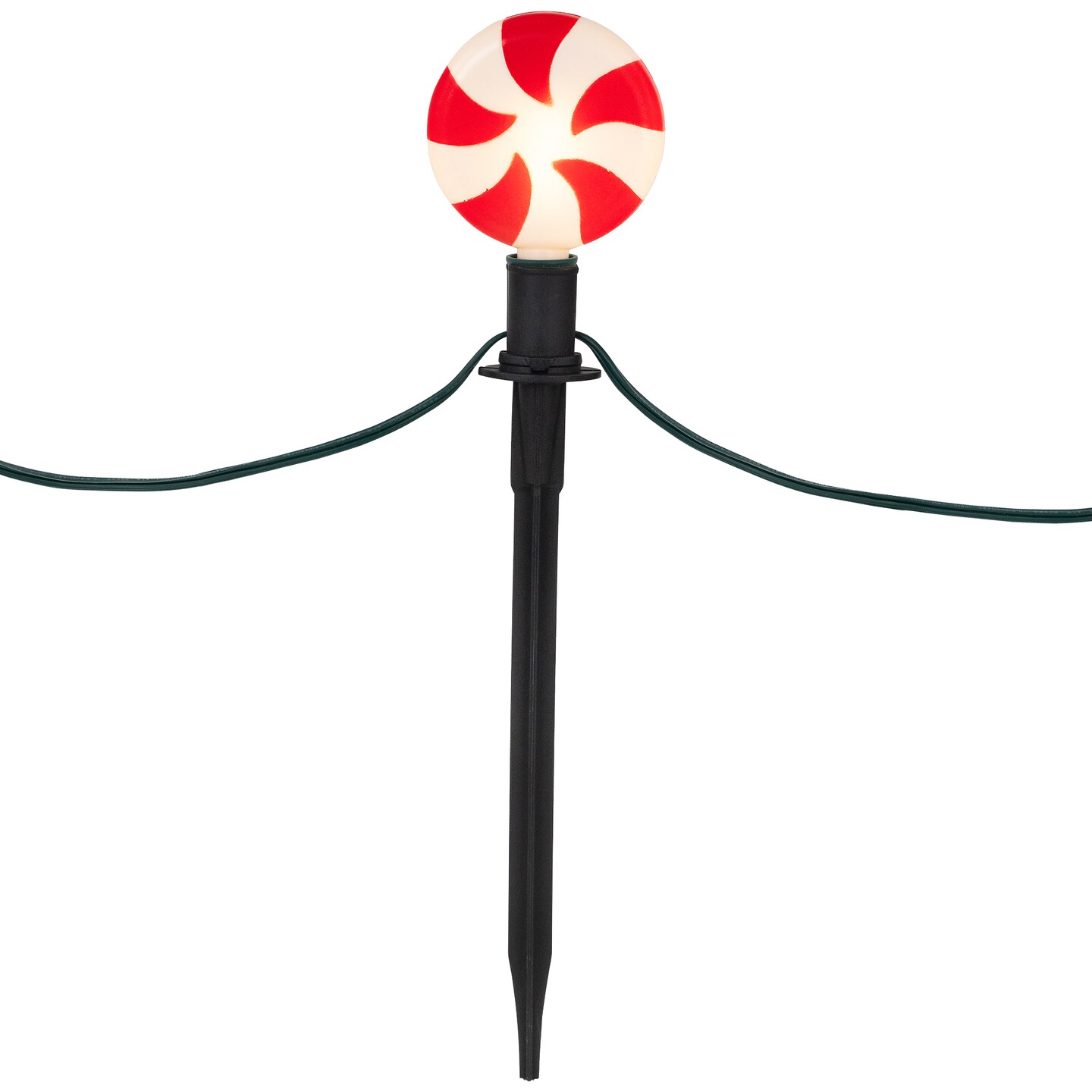 Northlight LED Lighted Peppermint Christmas Outdoor Pathway Markers - Warm White - 14.5&#x22; Green Wire - 4ct