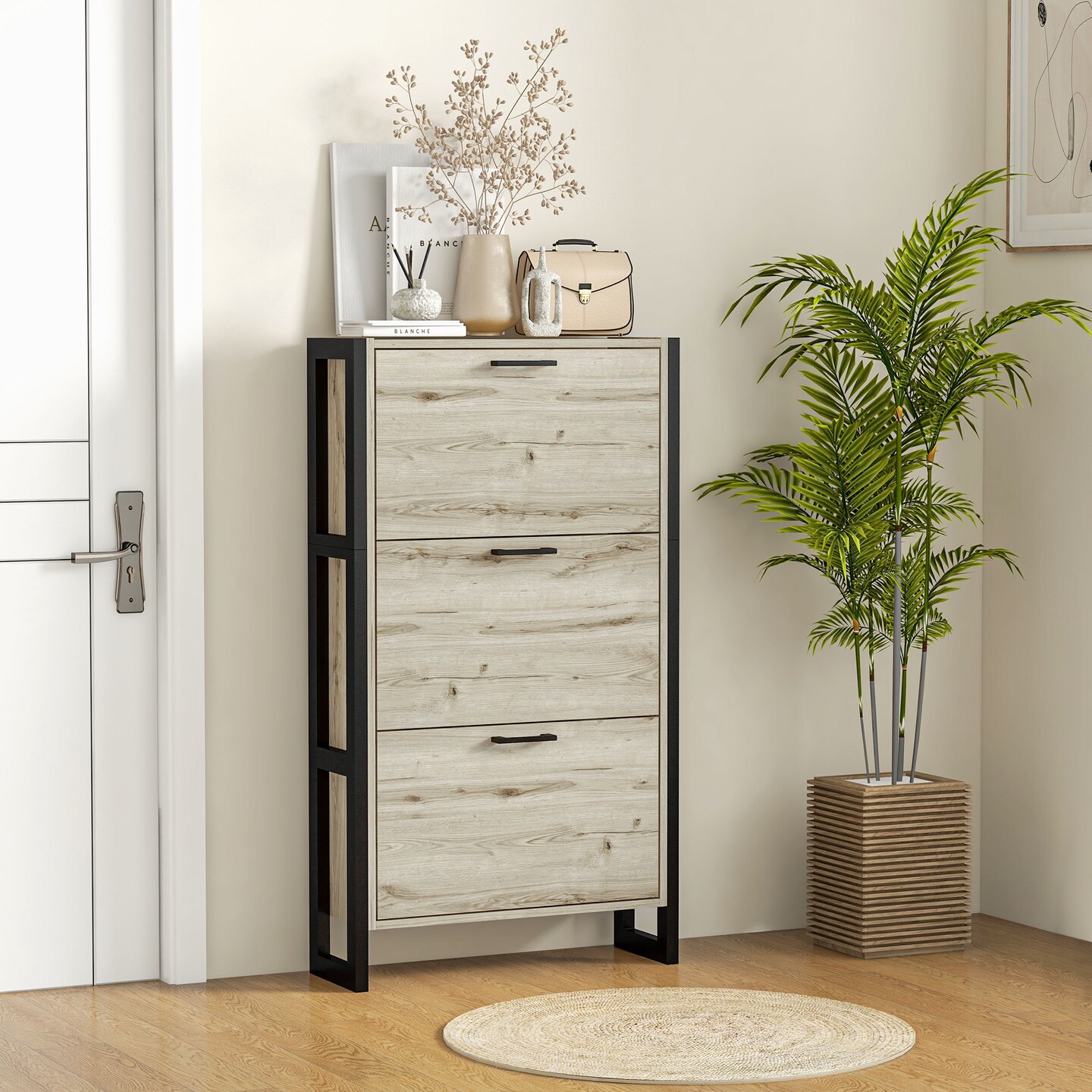 Shoe Cabinet with Flip Drawers - 48.4 | Maximize Shoe Storage