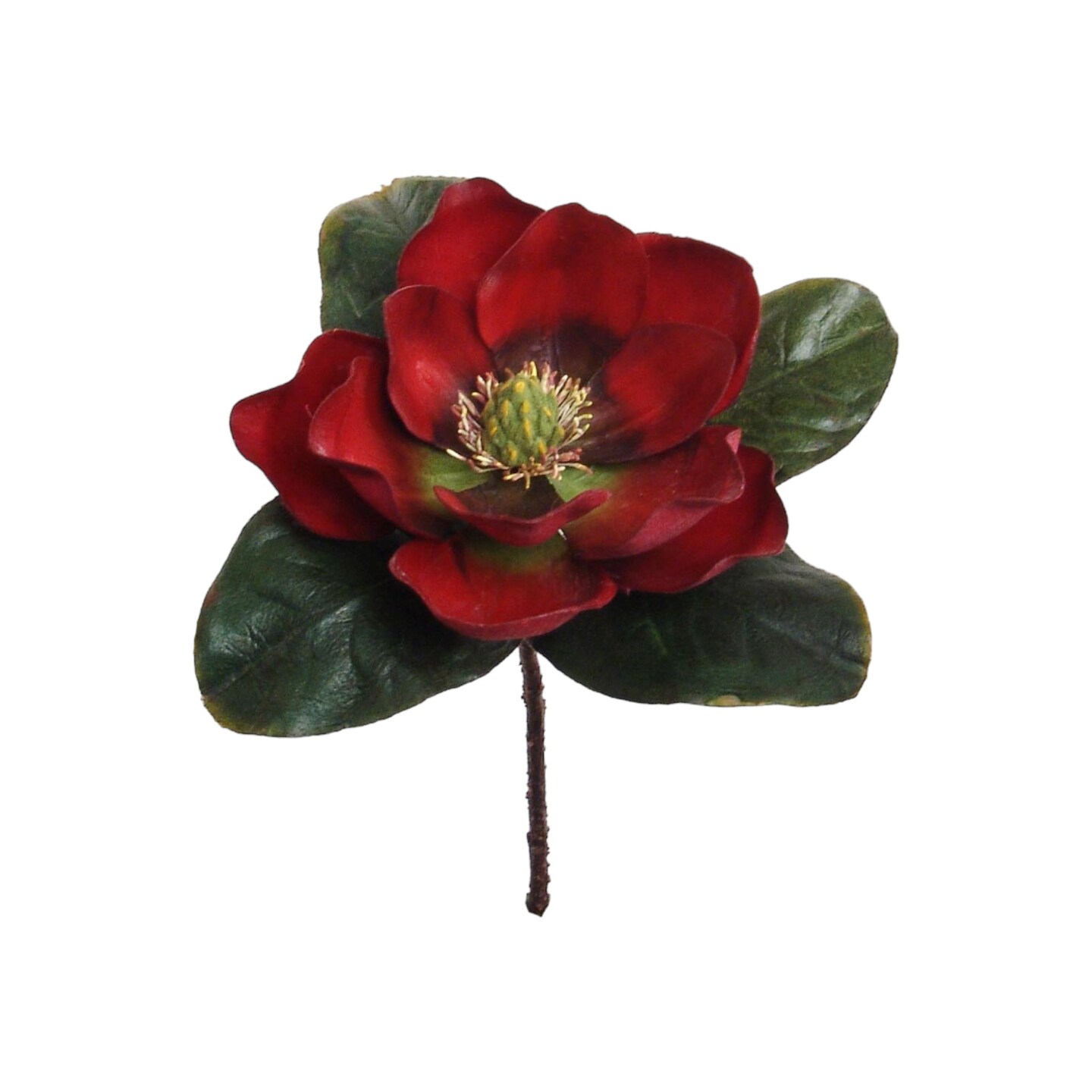 Real Touch Red Magnolia Pick: Set of 12, 12-Inch, 5" Wide, Floral Home by Artificial Flowers